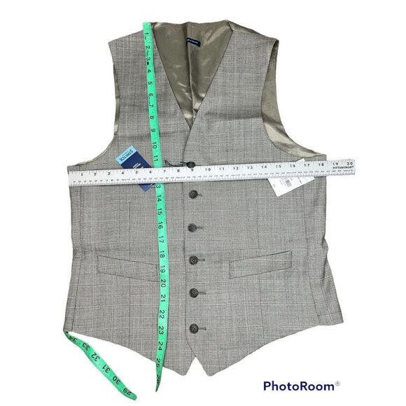 Men's Slim-Fit Plaid Vest Color Brown Check Size Small NWT - Picture 4 of 5